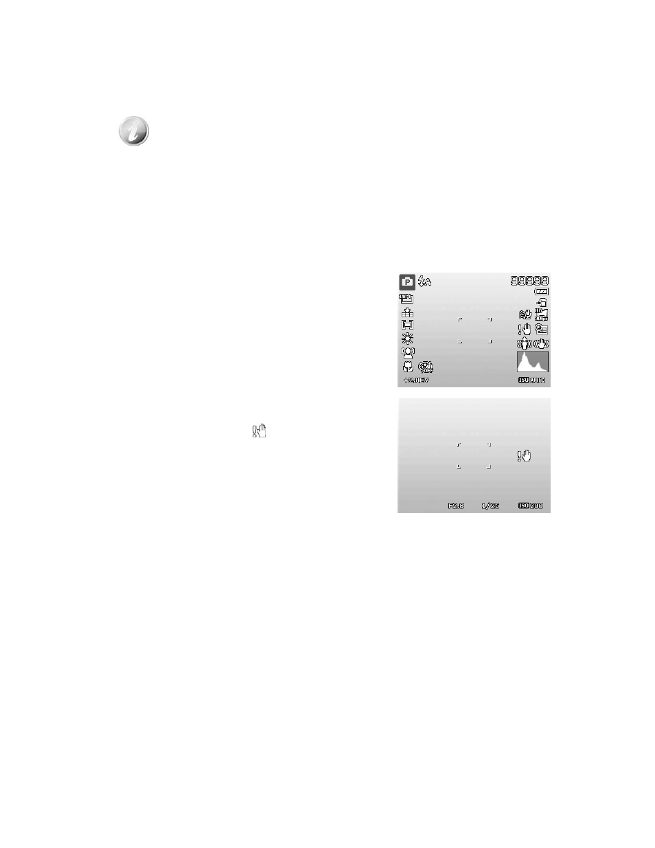Changing the lcd monitor display to view finder, Recording images, videos and voices, Taking images | PRAKTICA luxmedia 18-Z36C User Manual | Page 21 / 65