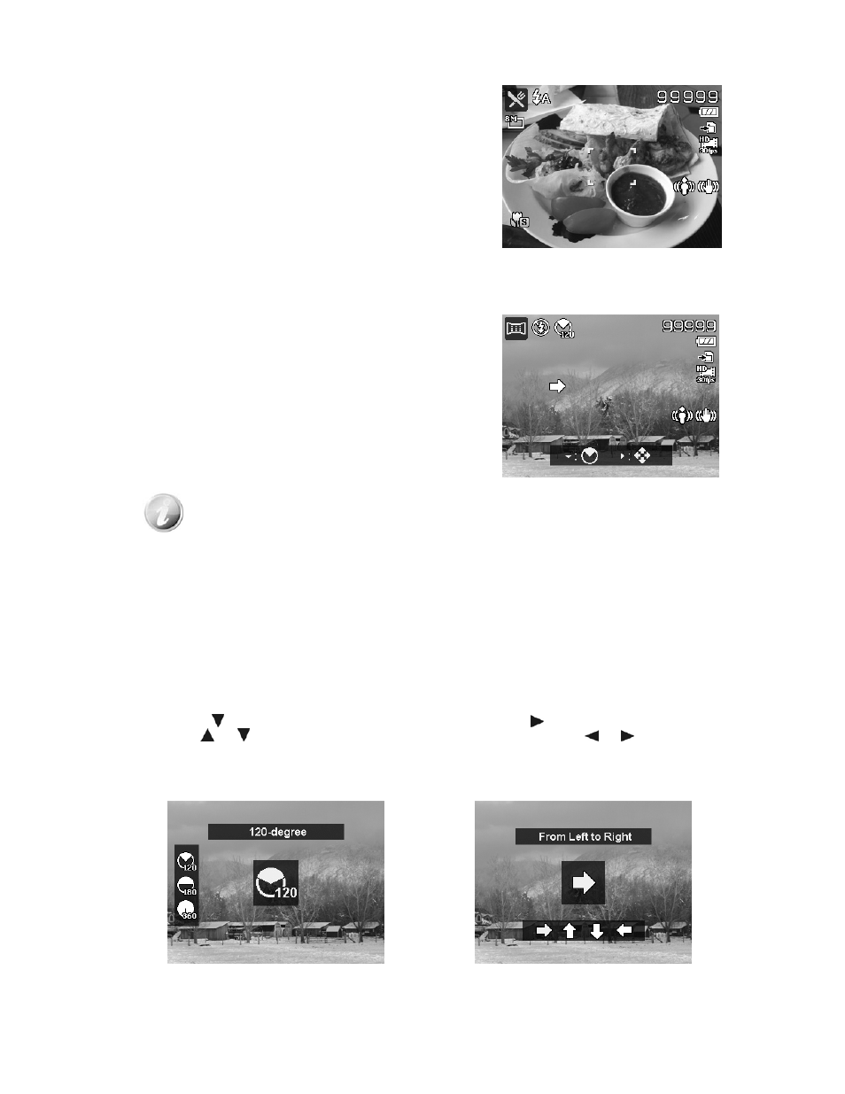 Using food mode, Using panorama mode | PRAKTICA luxmedia 18-Z36C User Manual | Page 32 / 65