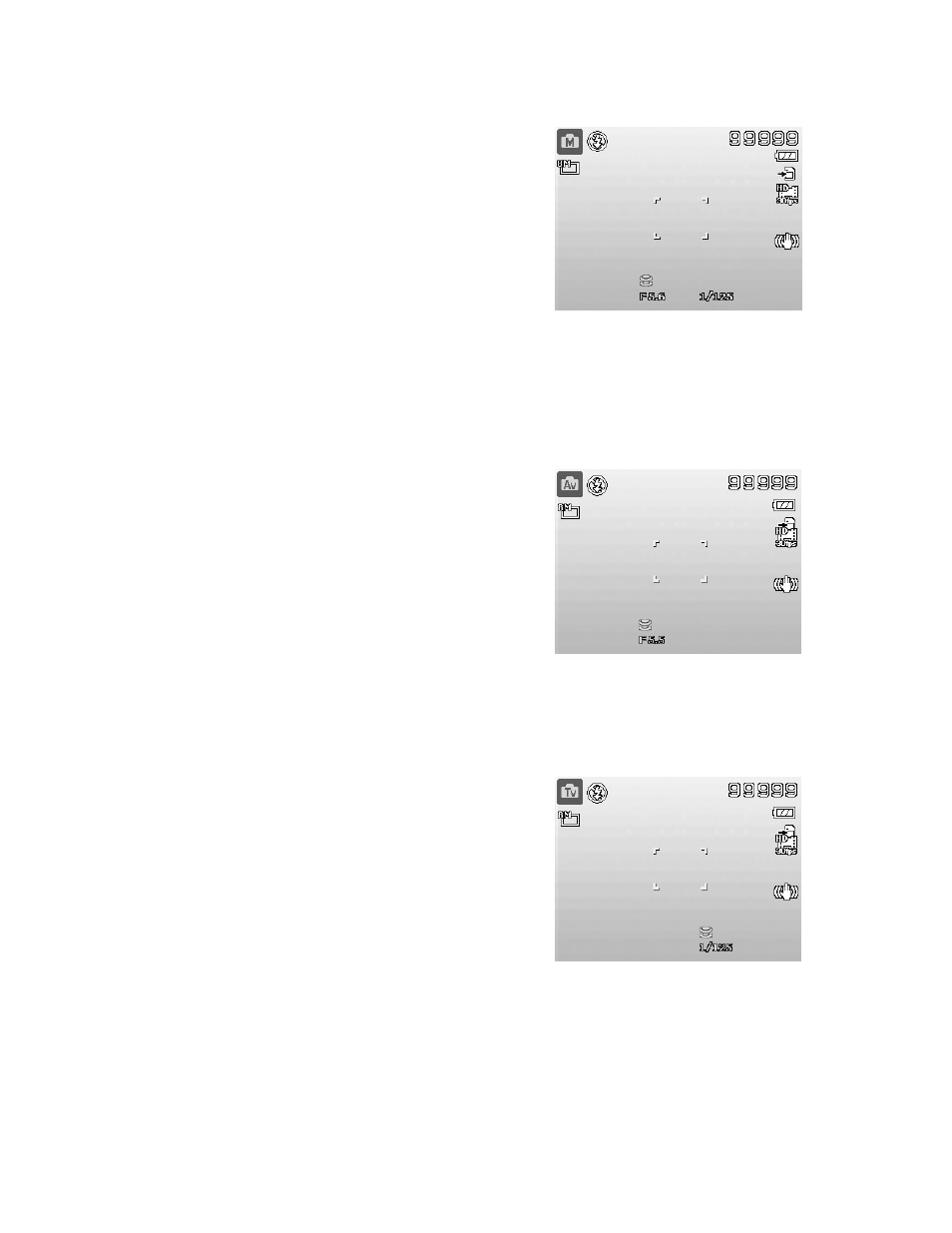 Using manual exposure, Using aperture priority mode, Using shutter priority mode | PRAKTICA luxmedia 18-Z36C User Manual | Page 35 / 65
