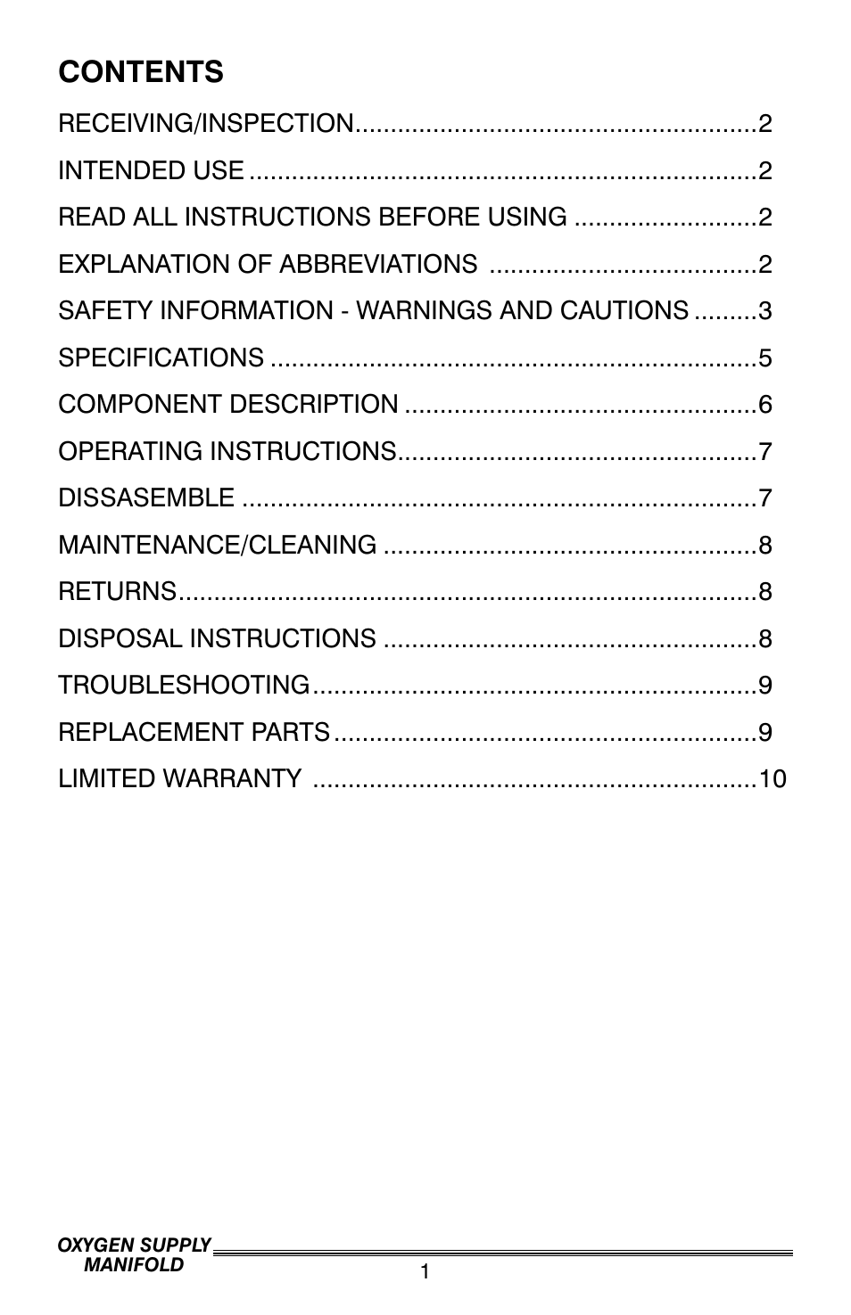 Precision Medical Oxygen Supply Manifold User Manual | Page 2 / 12