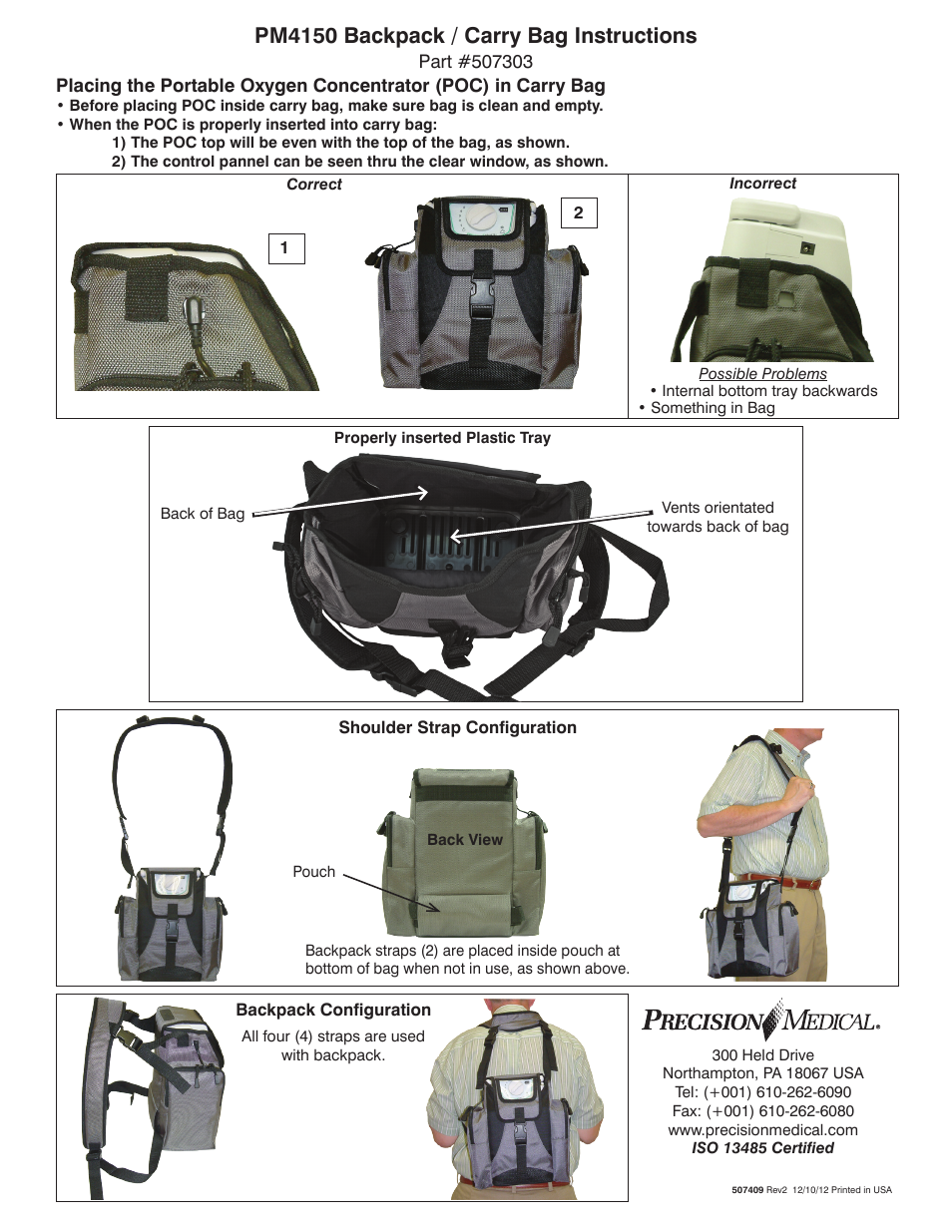 Precision Medical PM4150 EasyPulse Portable Oxygen Concentrator (POC) User Manual | 1 page