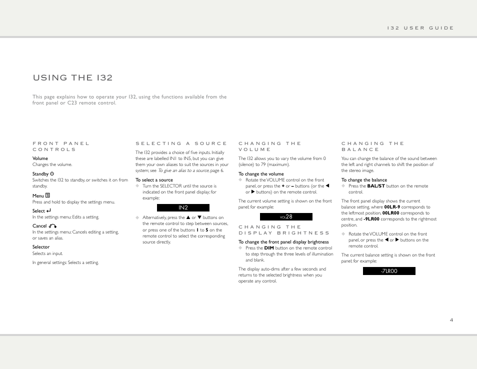 Using the i32 | Primare I32 integrated amplifier User Manual | Page 4 / 10