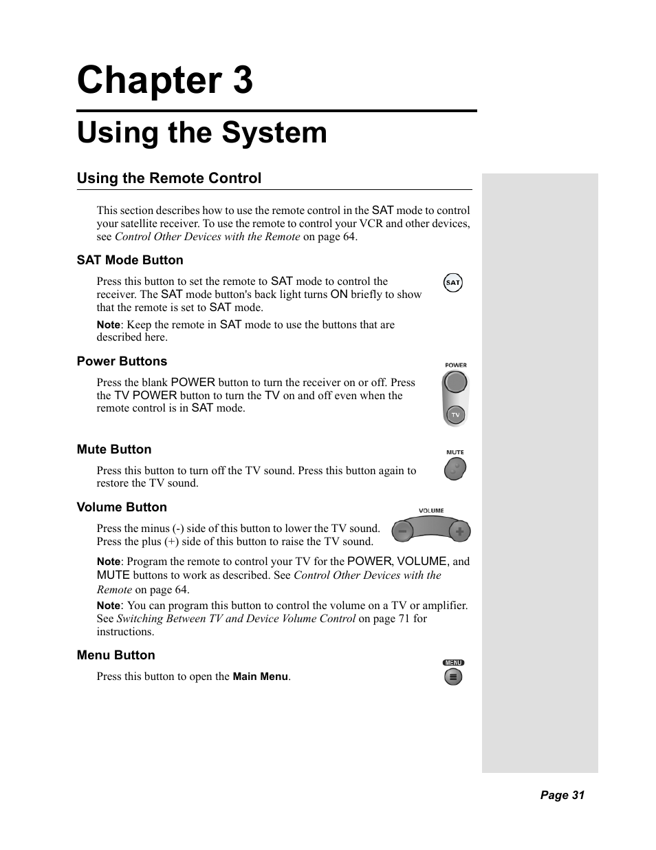 Chapter3, Chapter 3 - using the system, Using the remote control | Chapter 3, Using the system | Dish Network Solo 811 User Manual | Page 36 / 110