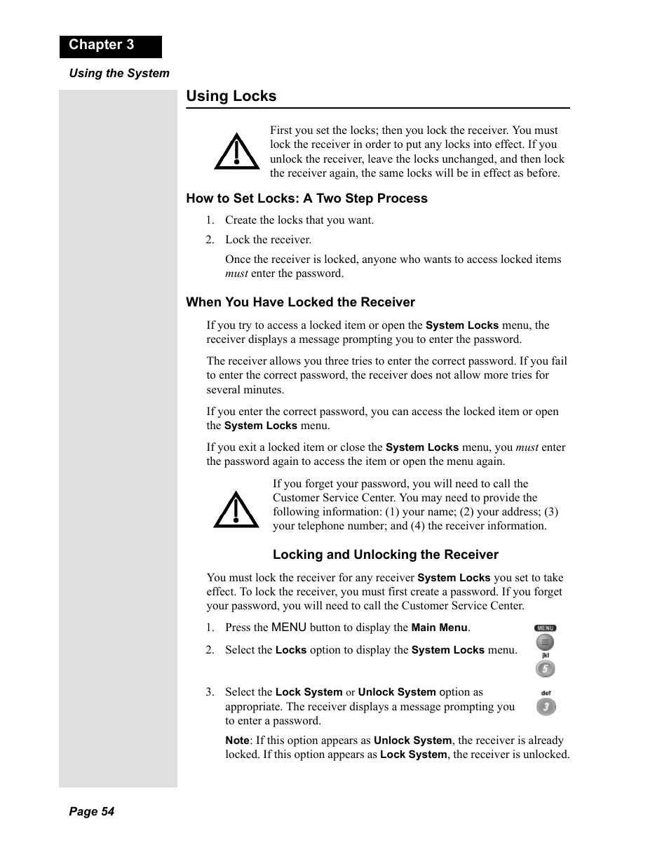 Using locks | Dish Network Solo 811 User Manual | Page 59 / 110