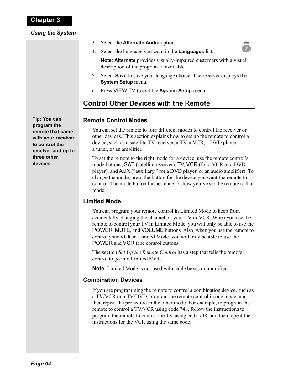 Control other devices with the remote | Dish Network Solo 811 User Manual | Page 69 / 110