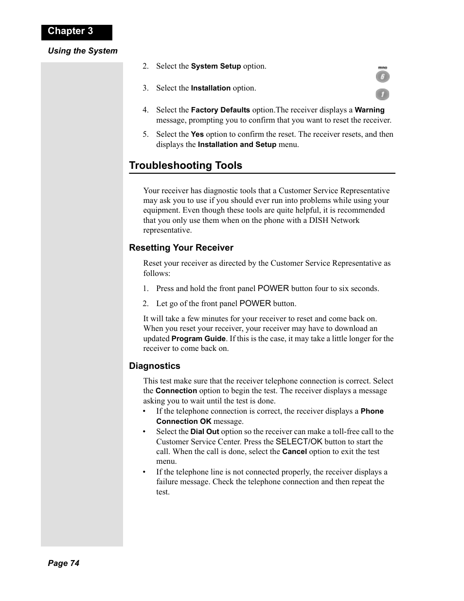 Troubleshooting tools | Dish Network Solo 811 User Manual | Page 79 / 110