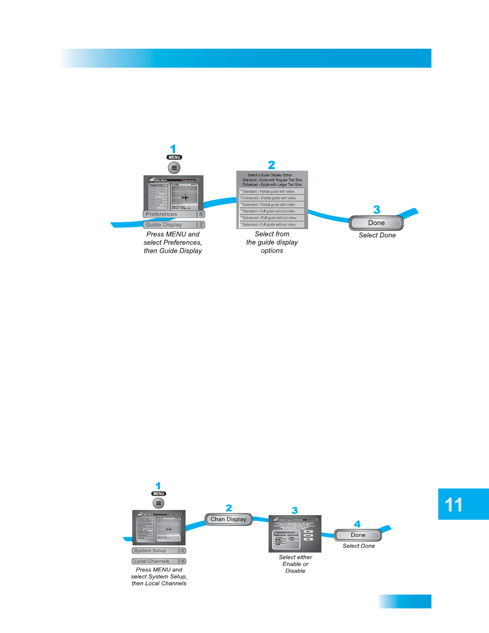 Customizing receiver, Changing the guide display, Channel display preferences | Dish Network SoloDVR ViP 612 User Manual | Page 84 / 135