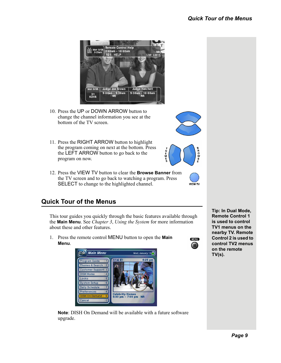 Quick tour of the menus | Dish Network DuoDVR 625 User Manual | Page 14 / 179