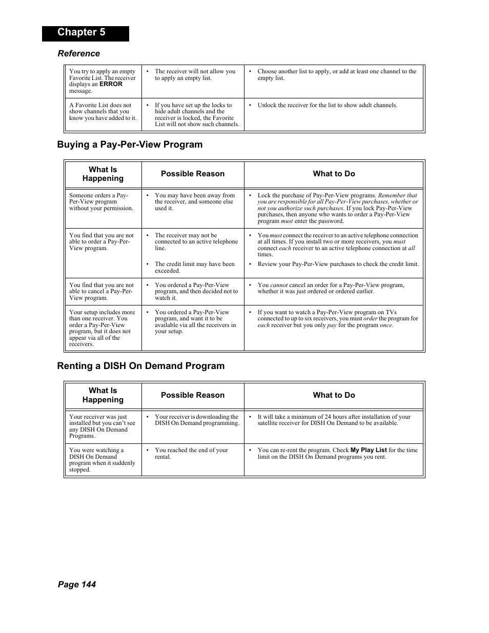 Chapter 5, Page 144 reference | Dish Network DuoDVR 625 User Manual | Page 149 / 179