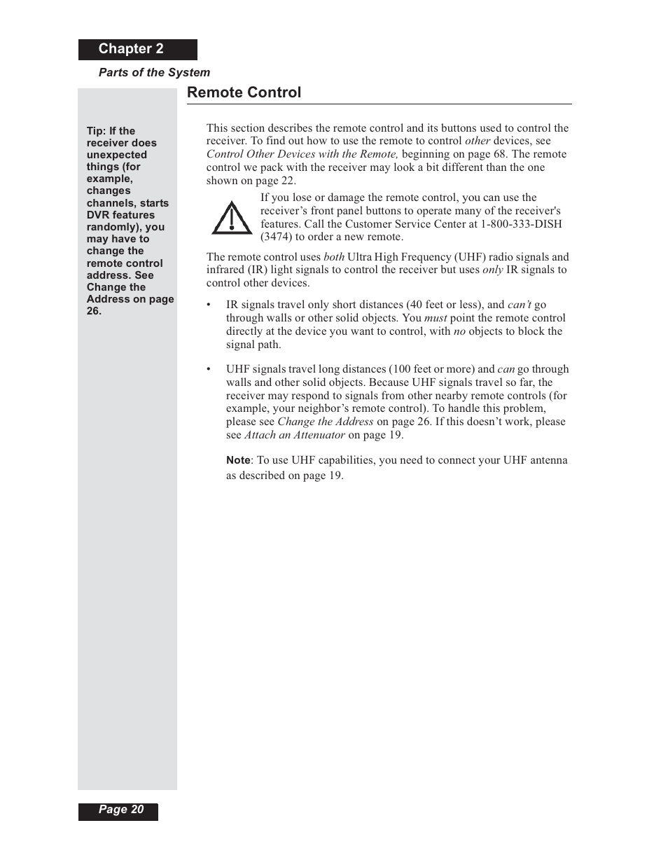 Remote control, Chapter 2 | Dish Network 112182 User Manual | Page 26 / 148