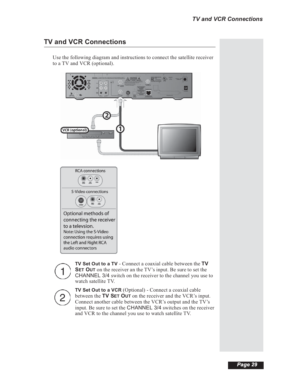Tv and vcr connections | Dish Network 112182 User Manual | Page 35 / 148