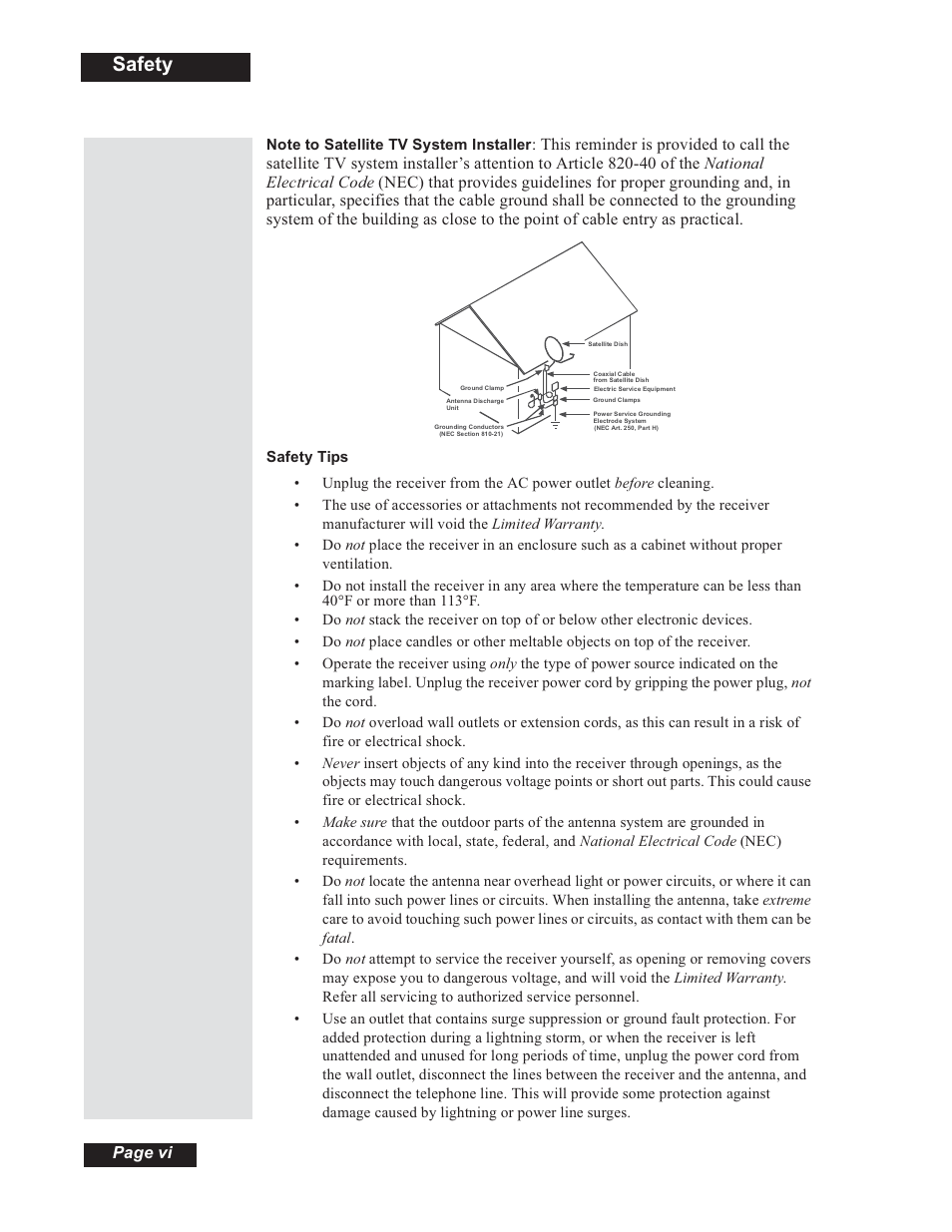 Safety | Dish Network 112182 User Manual | Page 6 / 148