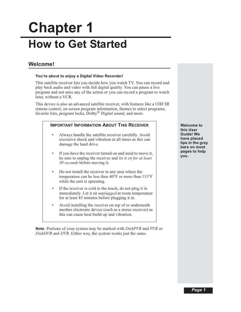 Chapter 1 - how to get started, Welcome, Chapter 1 | How to get started | Dish Network 112182 User Manual | Page 7 / 148