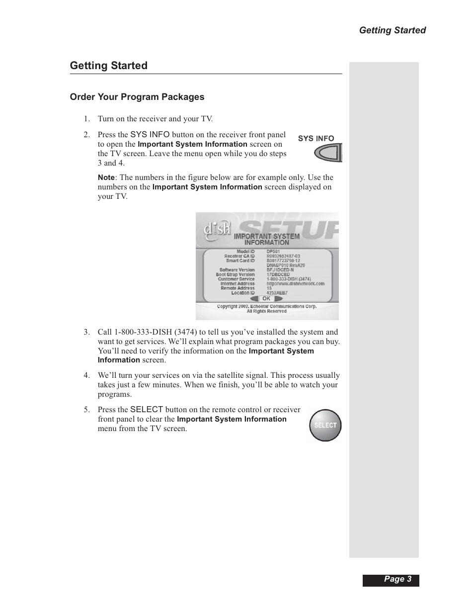 Getting started | Dish Network 112182 User Manual | Page 9 / 148