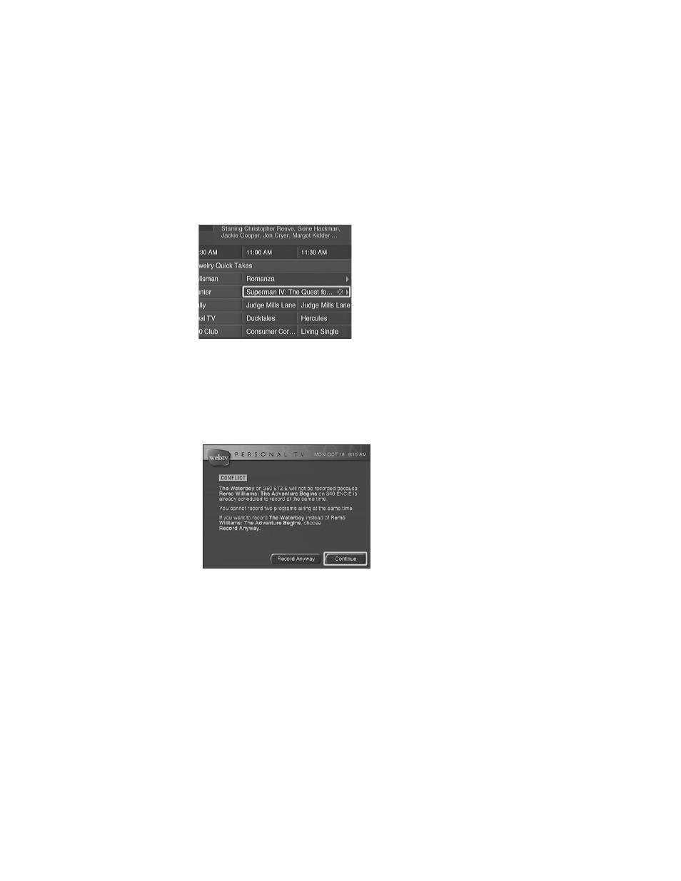 Schedule conflicts | Dish Network DISHPLAYER 500 User Manual | Page 20 / 40
