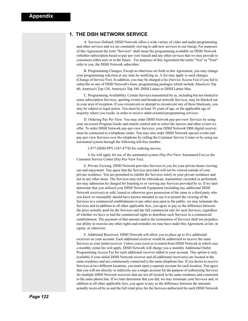 Appendix | Dish Network Solo 351 User Manual | Page 127 / 138