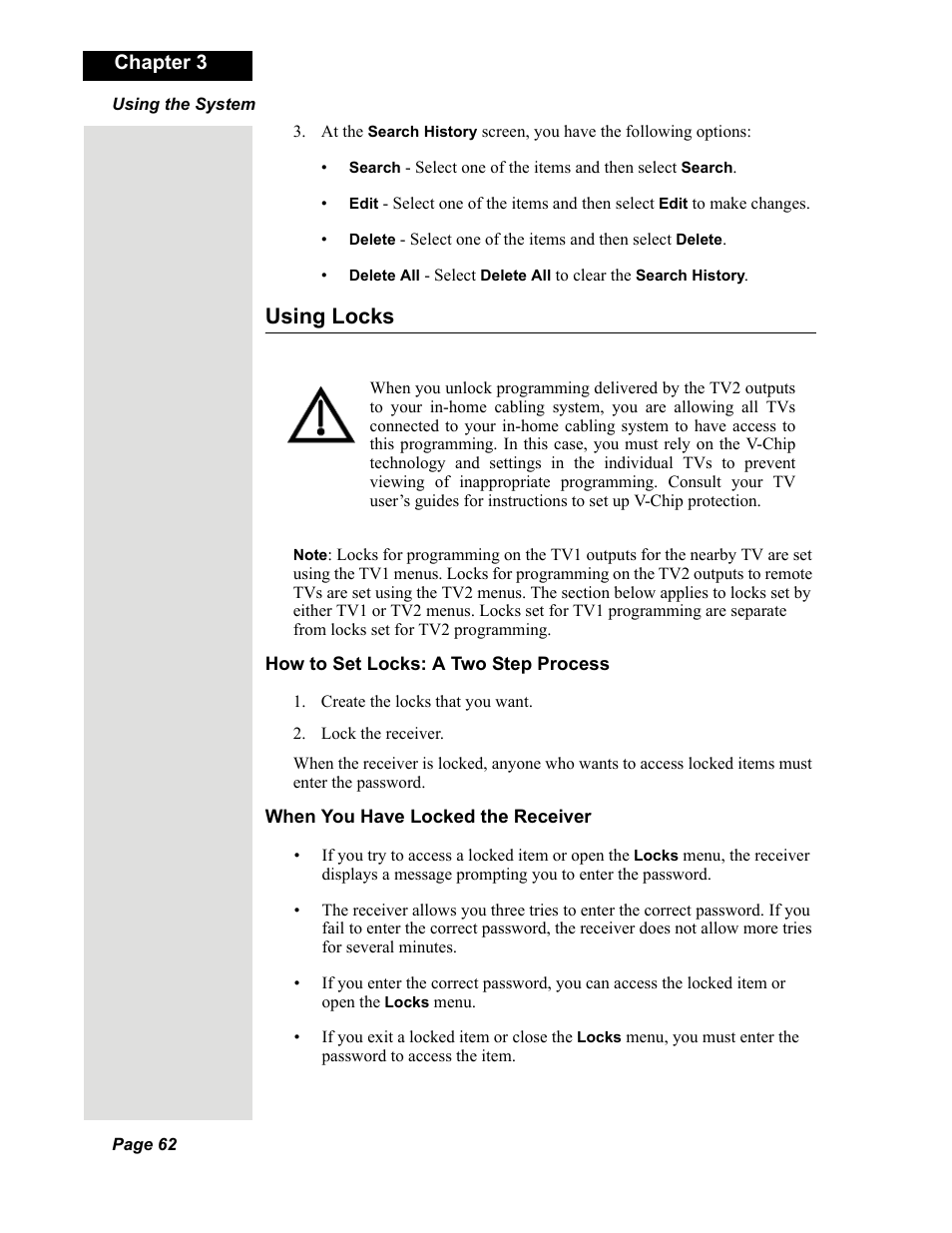 Using locks | Dish Network Solo 351 User Manual | Page 67 / 138