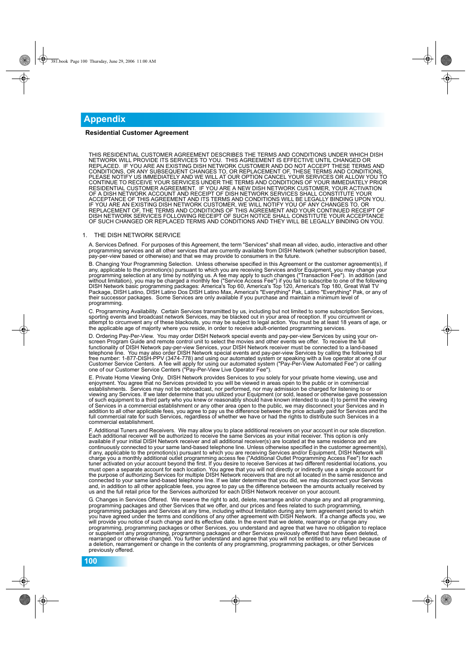 Appendix | Dish Network Solo 381 User Manual | Page 105 / 114