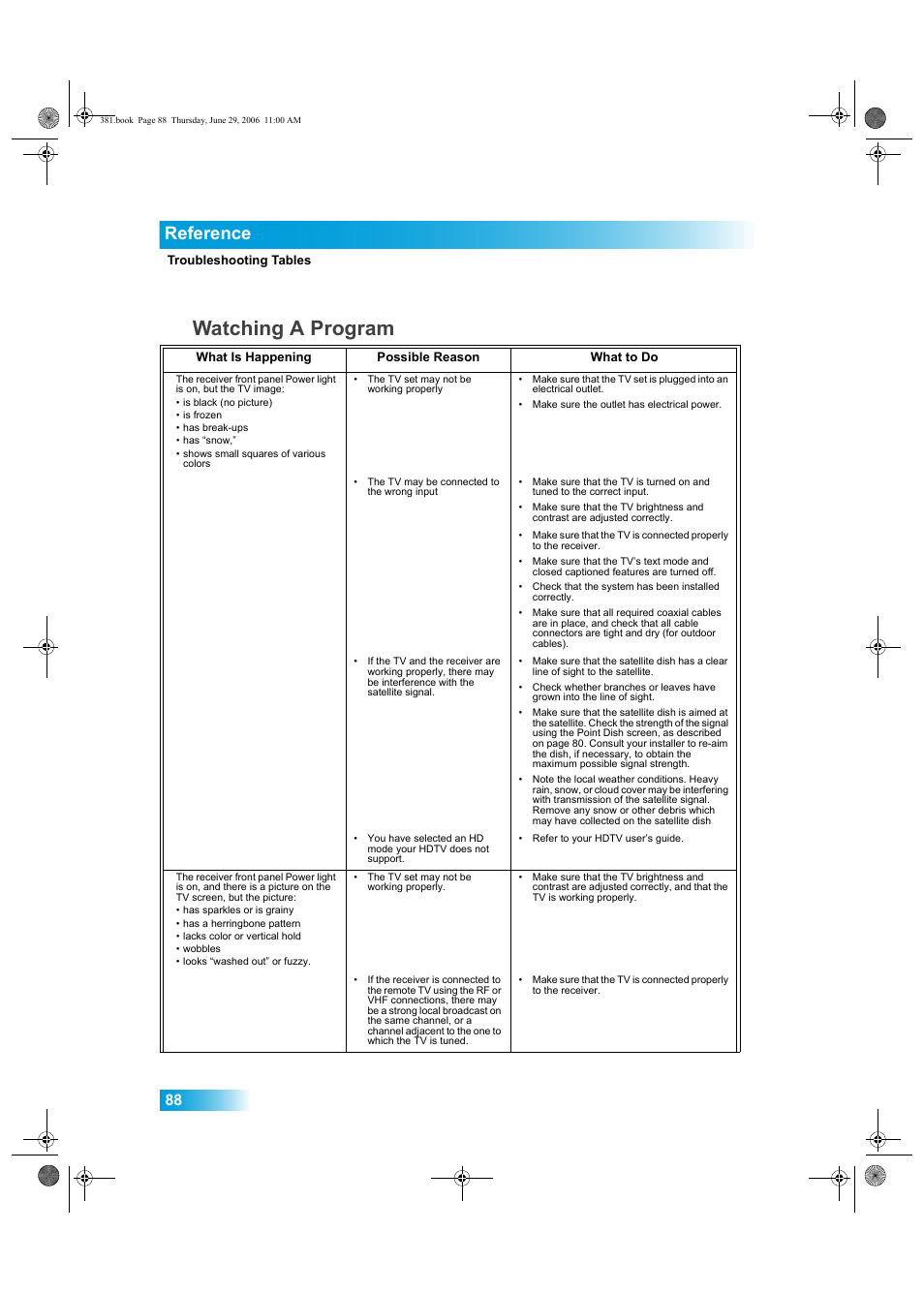 Watching a program, Reference | Dish Network Solo 381 User Manual | Page 93 / 114