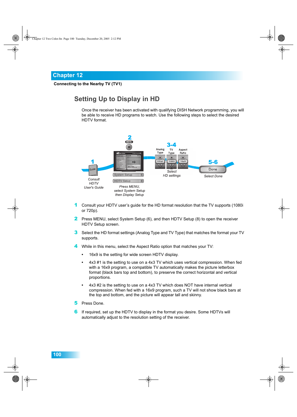 Setting up to display in hd, Chapter 12 | Dish Network DuoDVR ViP 622 User Manual | Page 107 / 154