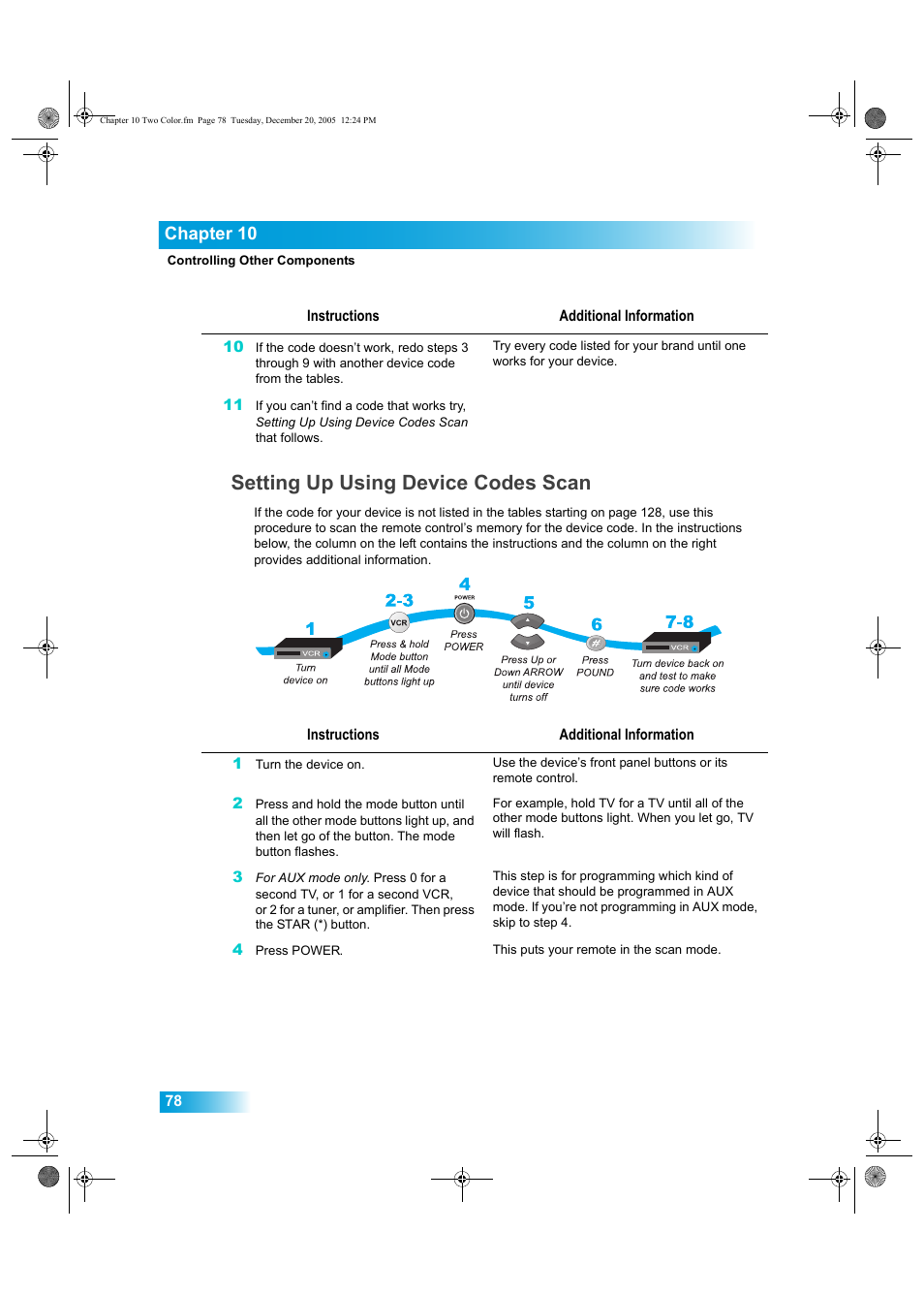 Setting up using device codes scan, Chapter 10 | Dish Network DuoDVR ViP 622 User Manual | Page 85 / 154