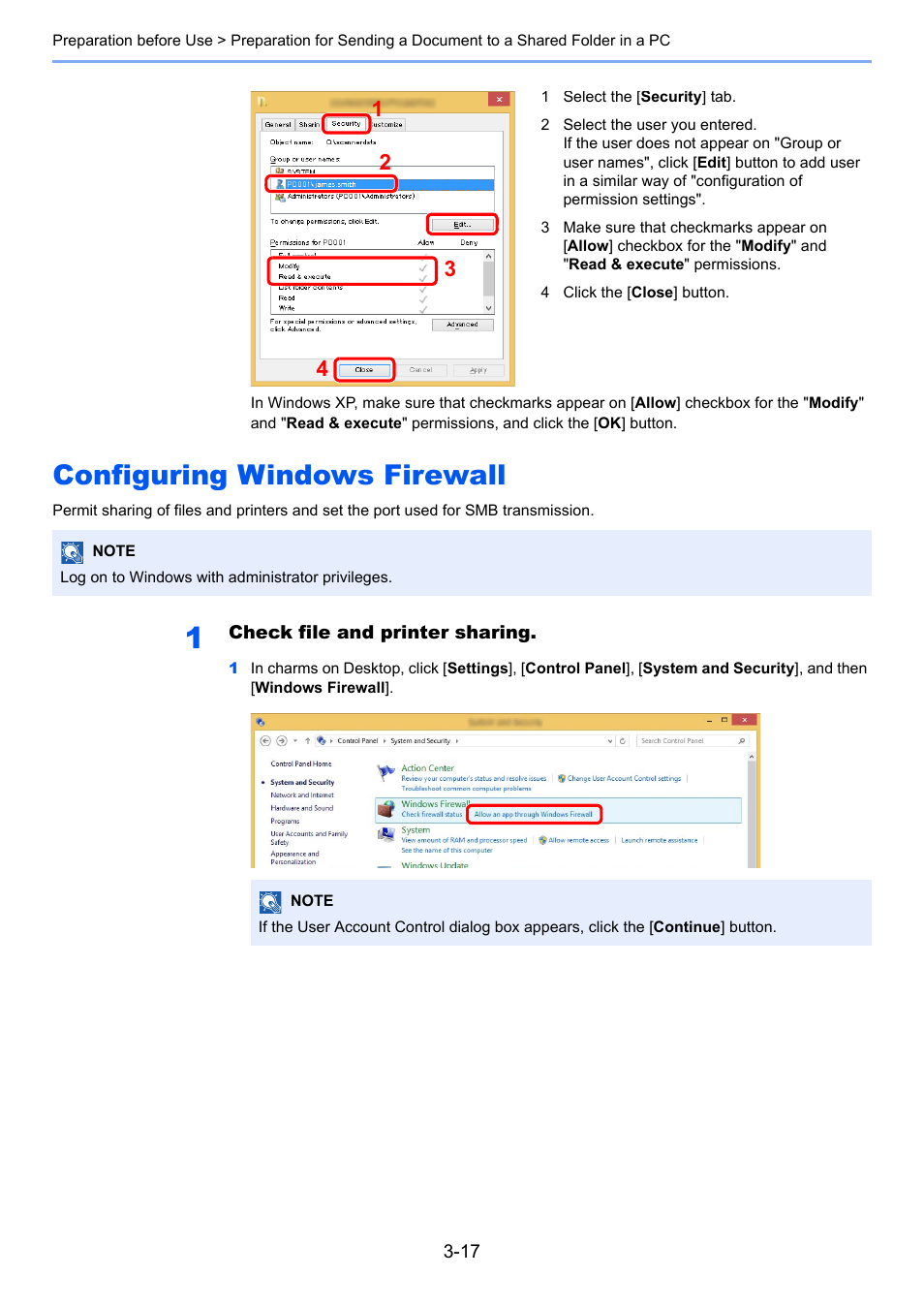 Configuring windows firewall, Configuring windows firewall -17 | Kyocera Taskalfa 3511i User Manual | Page 160 / 610