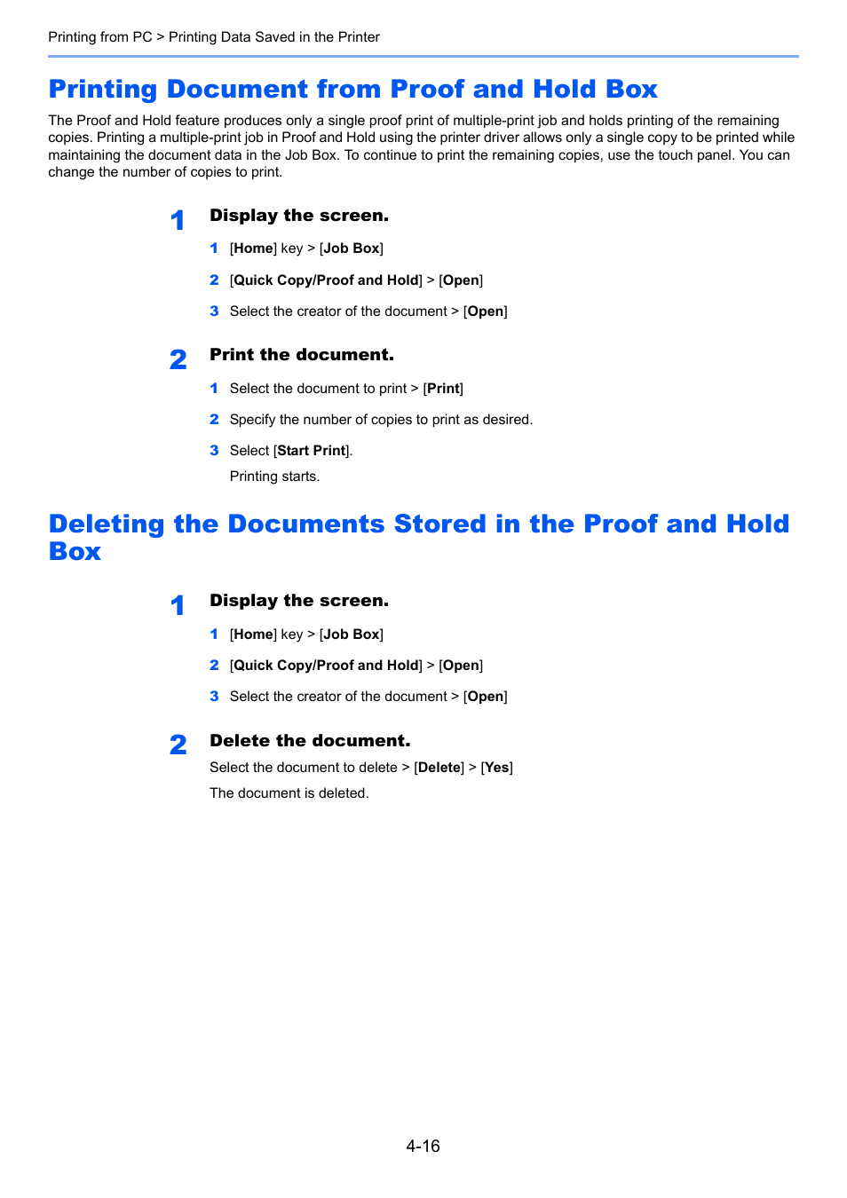 Printing document from proof and hold box | Kyocera Taskalfa 3511i User Manual | Page 189 / 610