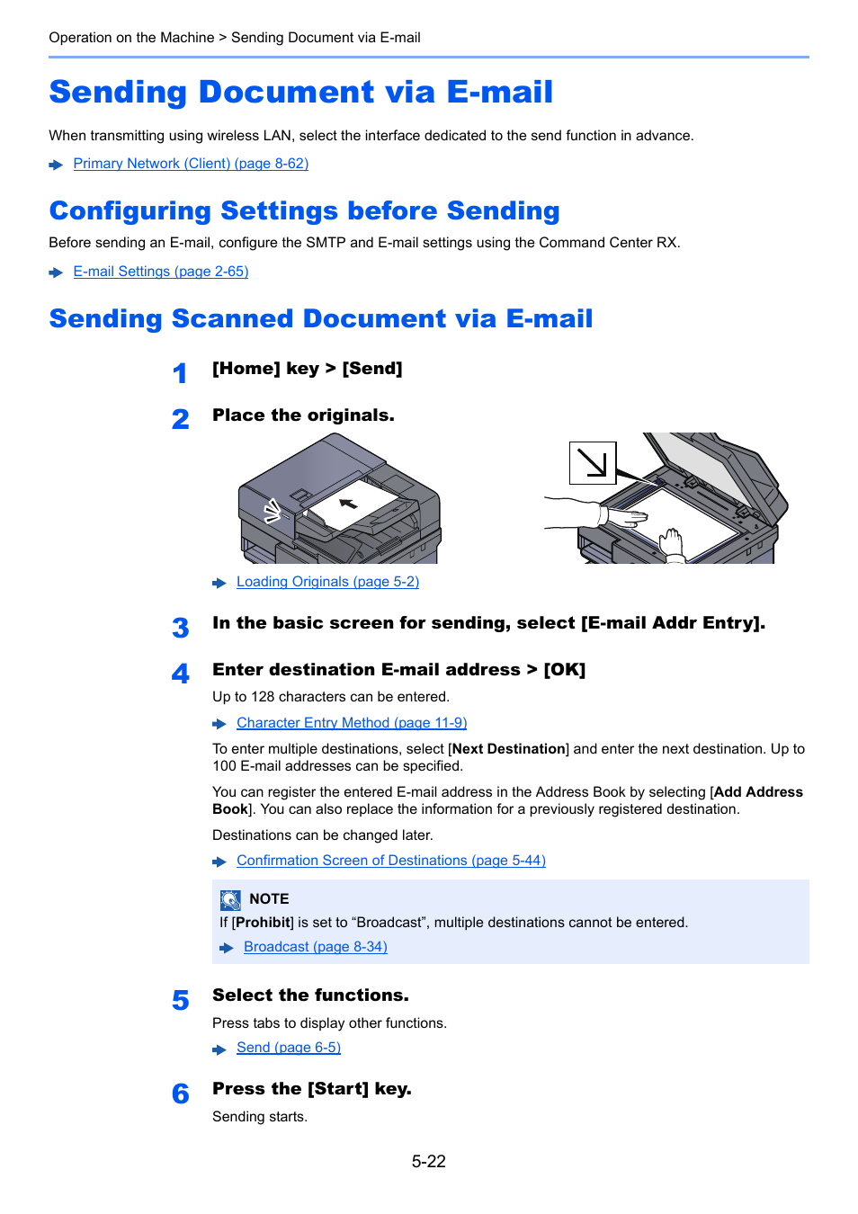 Sending document via e-mail, Configuring settings before sending, Sending scanned document via e-mail | Sending document via e-mail -22, E-mail addr entry, Configuring settings before sending -22, Sending scanned document via e, Mail -22 | Kyocera Taskalfa 3511i User Manual | Page 215 / 610