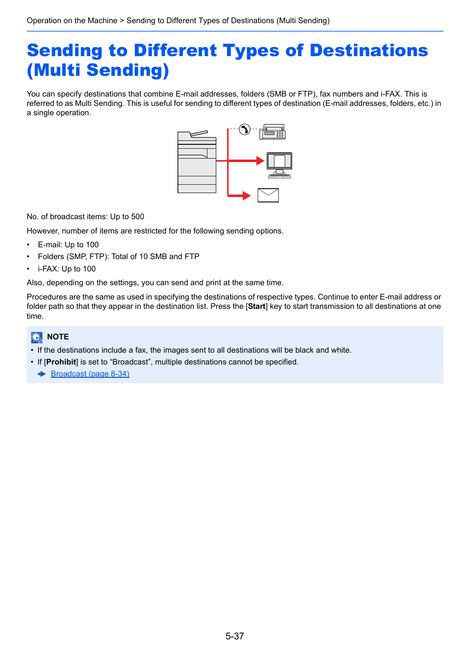 Sending to different types of destinations, Multi sending) -37 | Kyocera Taskalfa 3511i User Manual | Page 230 / 610