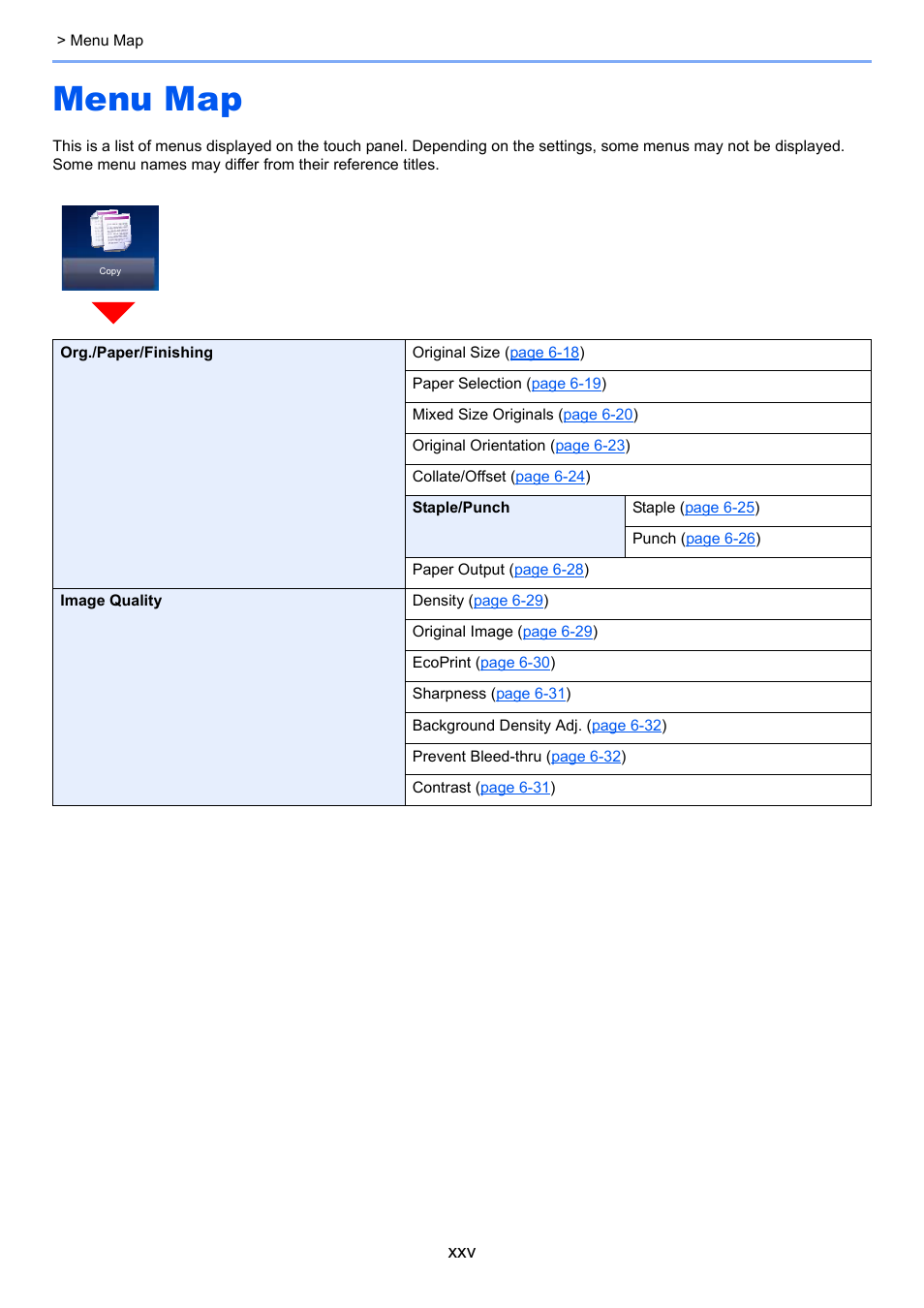 Menu map | Kyocera Taskalfa 3511i User Manual | Page 26 / 610