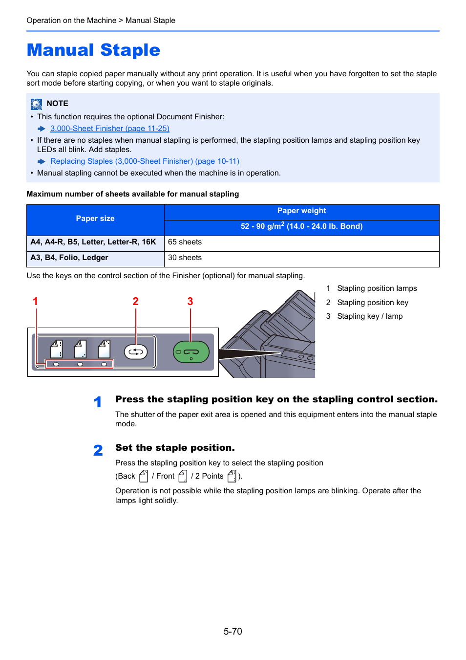 Manual staple, Manual staple -70 | Kyocera Taskalfa 3511i User Manual | Page 263 / 610