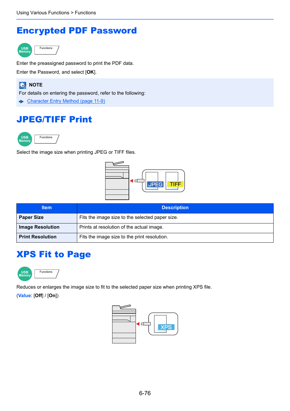 Encrypted pdf password, Jpeg/tiff print, Xps fit to page | Kyocera Taskalfa 3511i User Manual | Page 340 / 610