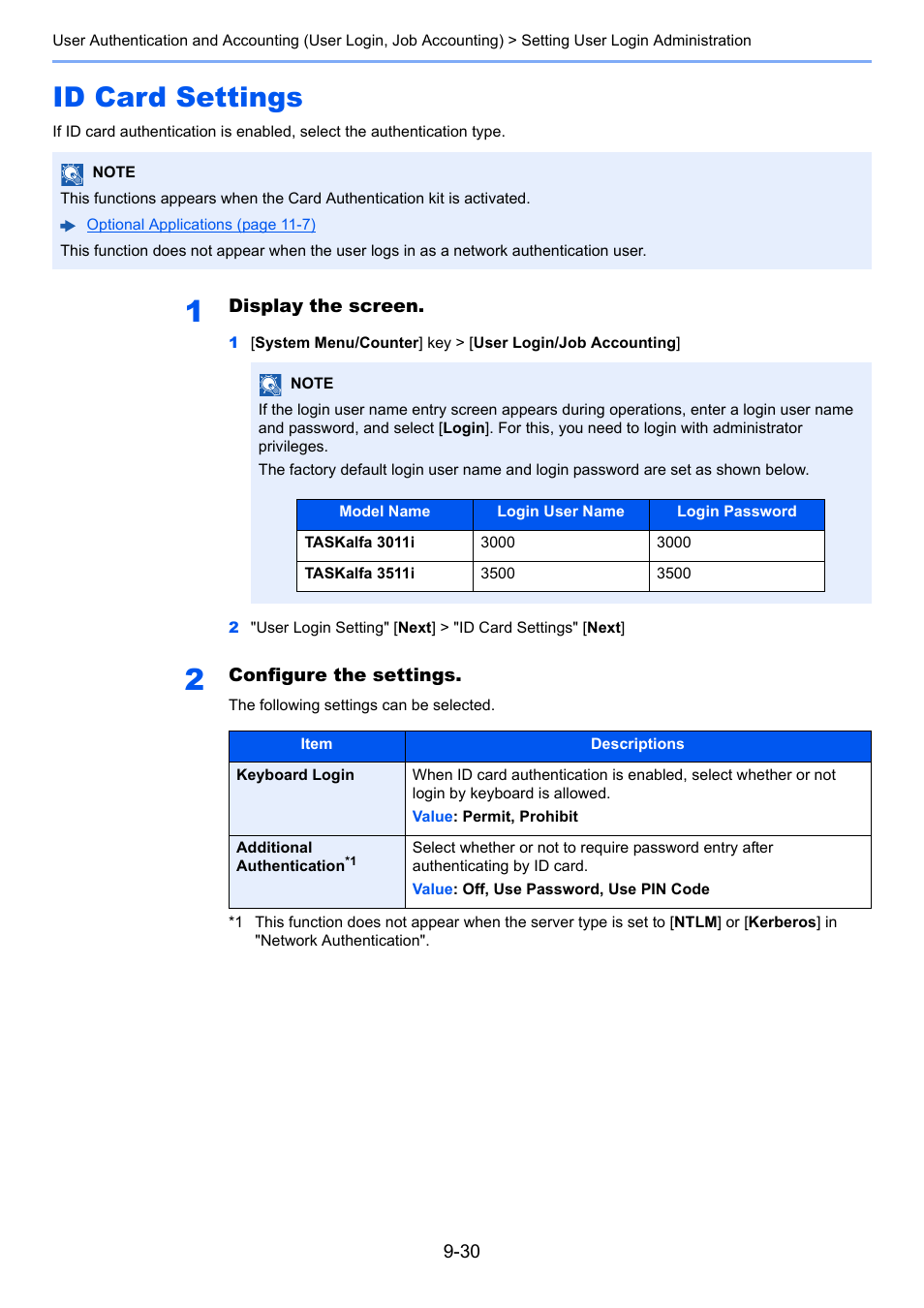 Id card settings, Id card settings -30 | Kyocera Taskalfa 3511i User Manual | Page 458 / 610