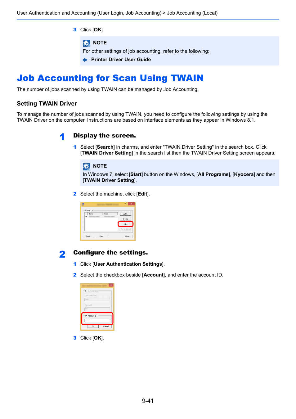 Job accounting for scan using twain, Job accounting for scan using twain -41, Job accounting for scan using | Twain -41 | Kyocera Taskalfa 3511i User Manual | Page 469 / 610