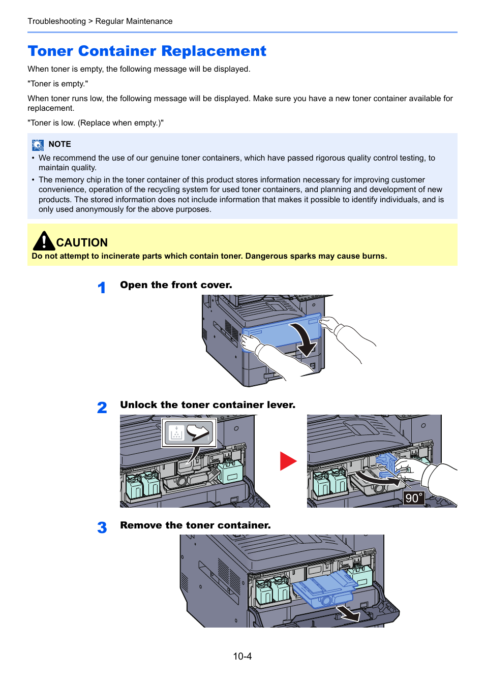 Toner container replacement, Toner container replacement -4 | Kyocera Taskalfa 3511i User Manual | Page 485 / 610