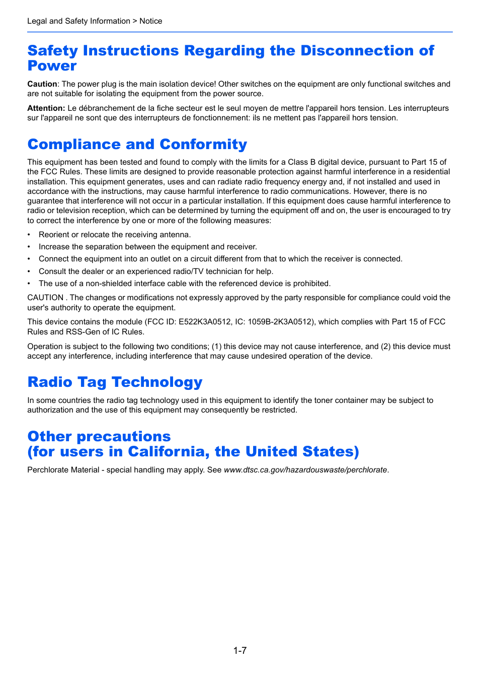 Compliance and conformity, Radio tag technology | Kyocera Taskalfa 3511i User Manual | Page 55 / 610