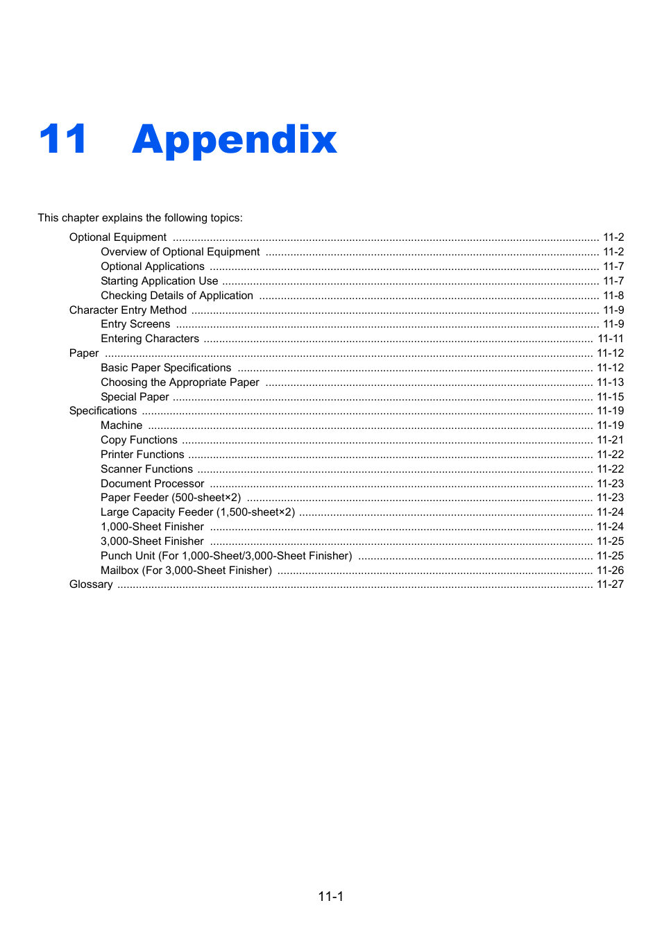 11 appendix, Appendix -1 | Kyocera Taskalfa 3511i User Manual | Page 567 / 610