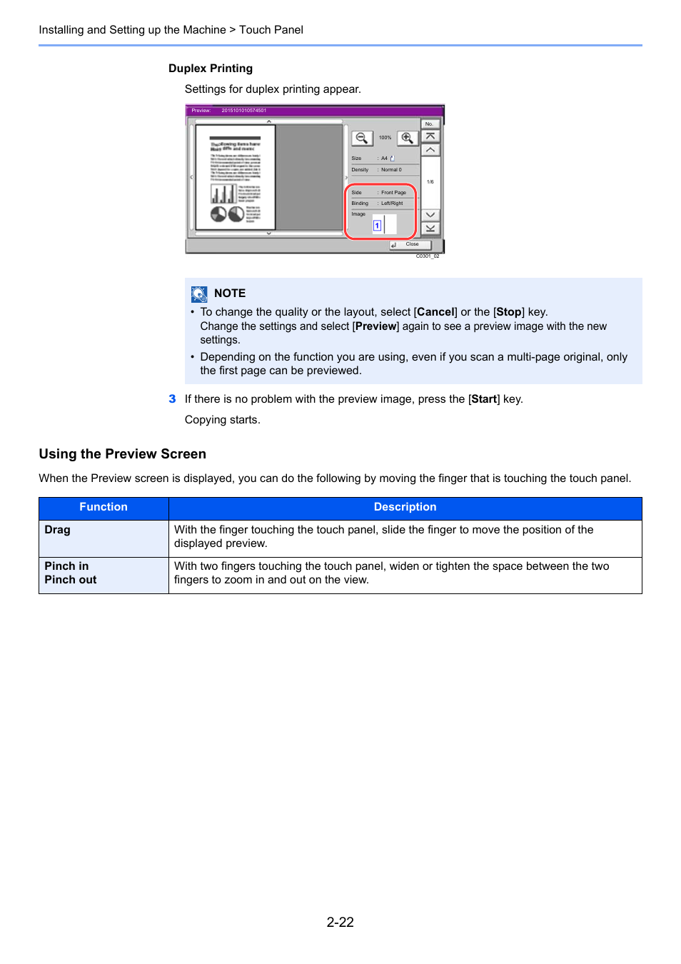 Using the preview screen | Kyocera Taskalfa 3511i User Manual | Page 87 / 610