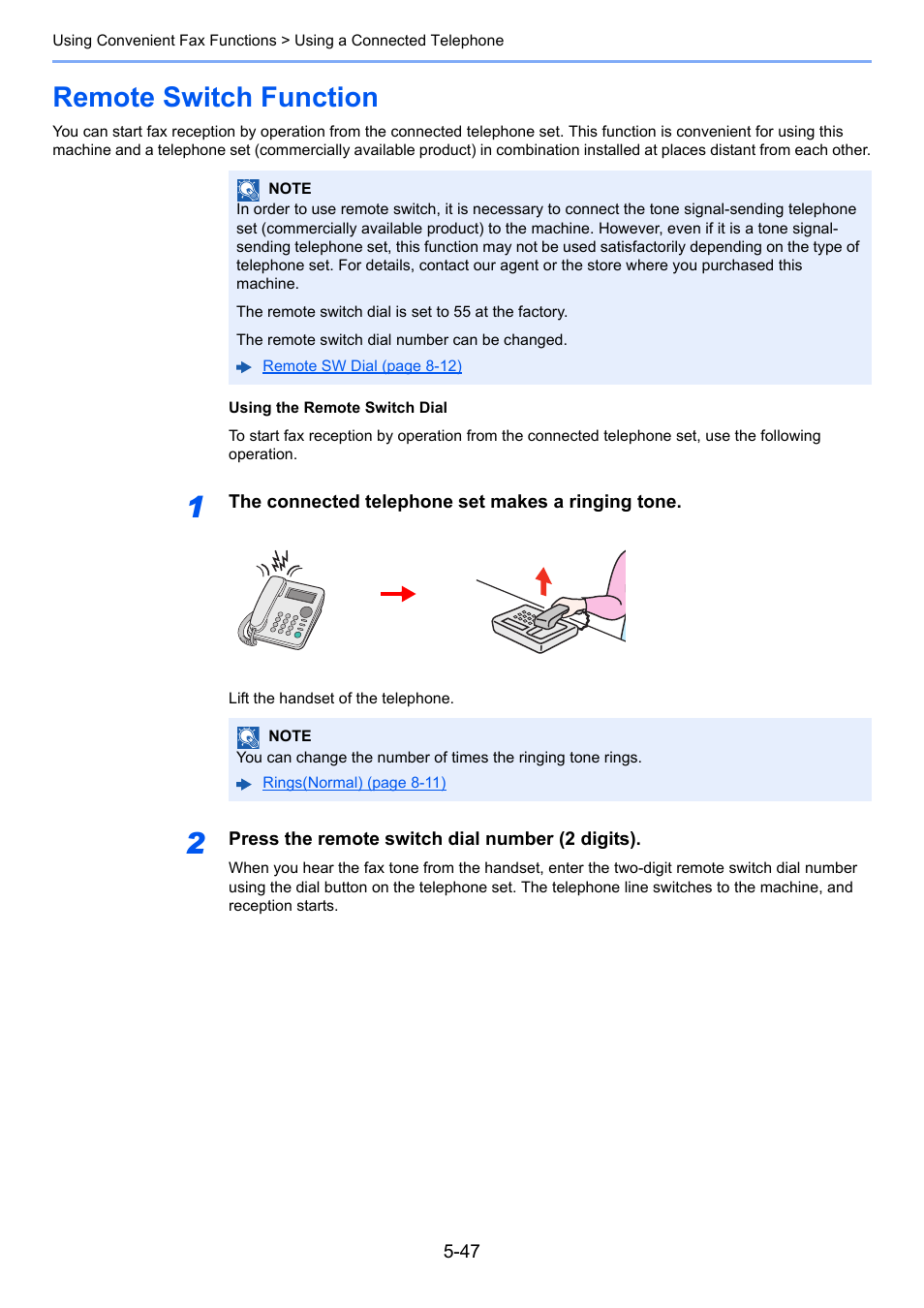 Remote switch function, Remote switch function -47 | Kyocera FAX System 12 User Manual | Page 135 / 258