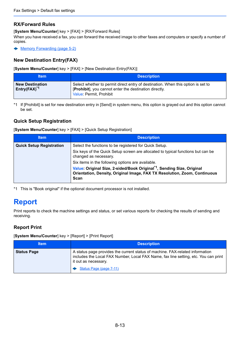 Report, Report -13 | Kyocera FAX System 12 User Manual | Page 193 / 258