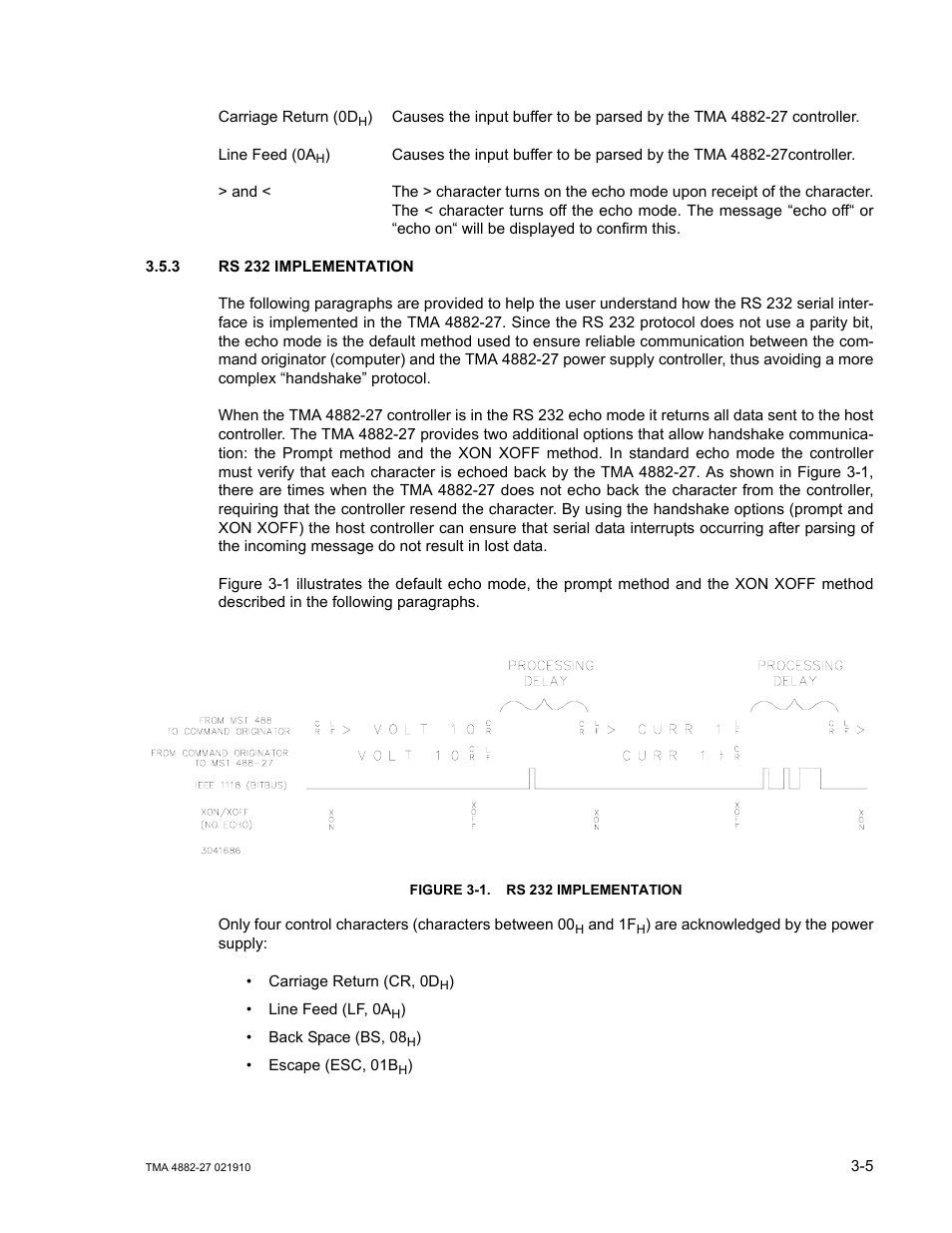 3 rs 232 implementation, Figure 3-1. rs 232 implementation, Rs 232 implementation -5 | KEPCO TMA 4882-27 User Manual | Page 31 / 72