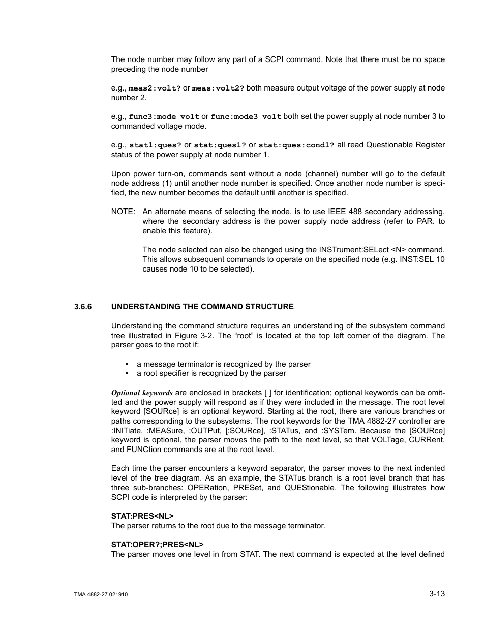 6 understanding the command structure, Understanding the command structure -13 | KEPCO TMA 4882-27 User Manual | Page 39 / 72