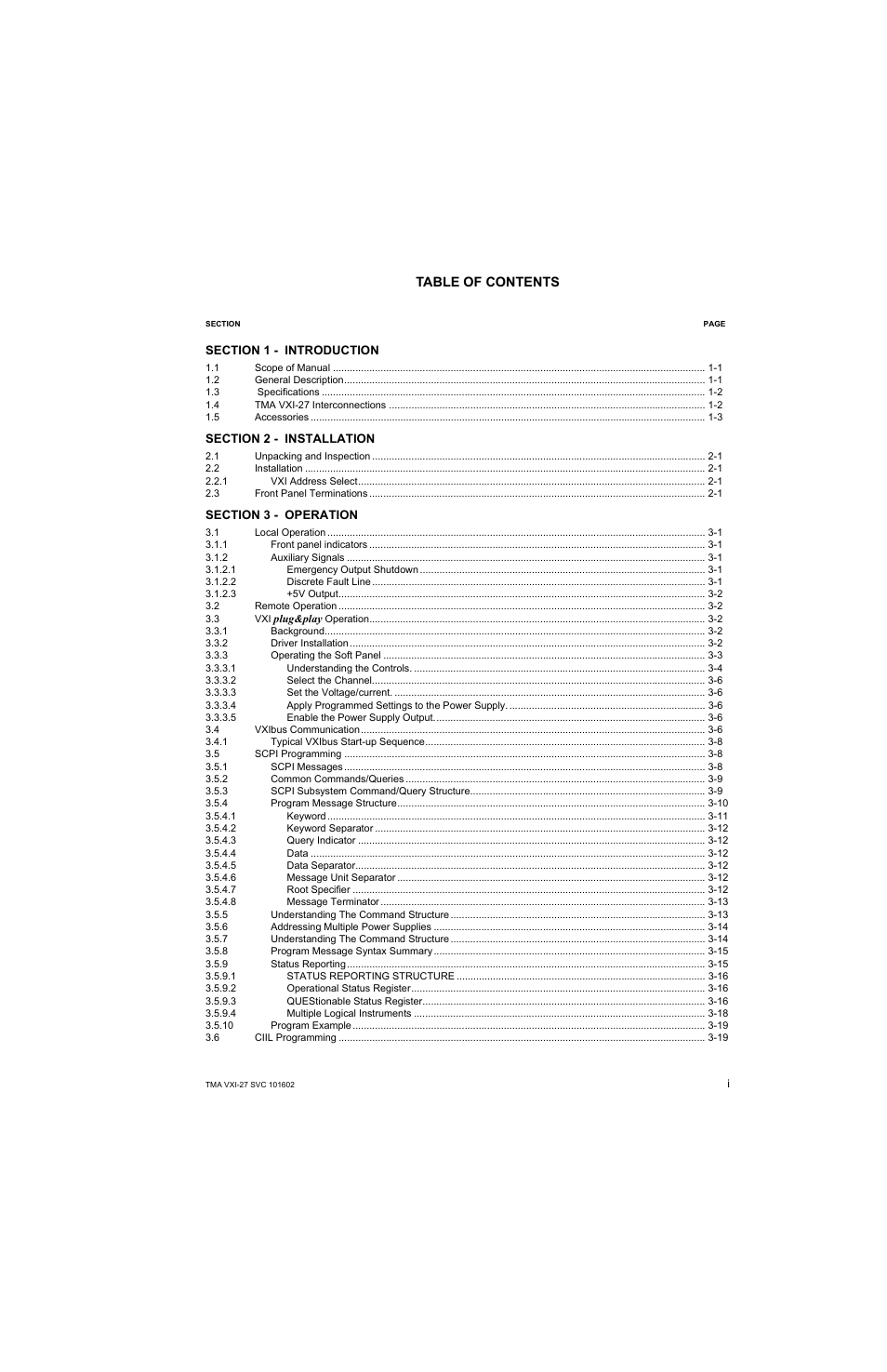 KEPCO TMA VXI-27 User Manual | Page 3 / 79