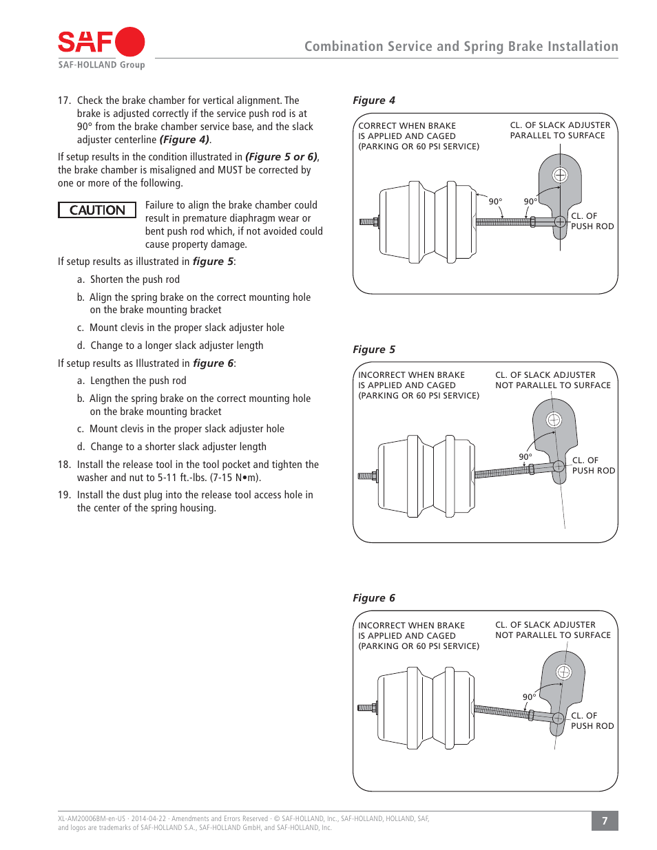 Combination service and spring brake installation | SAF-HOLLAND XL-AM20006BM Brake and Service Chamber User Manual | Page 7 / 16