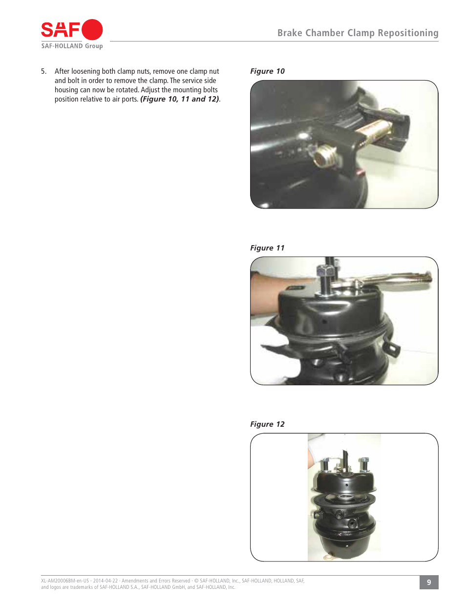 Brake chamber clamp repositioning | SAF-HOLLAND XL-AM20006BM Brake and Service Chamber User Manual | Page 9 / 16