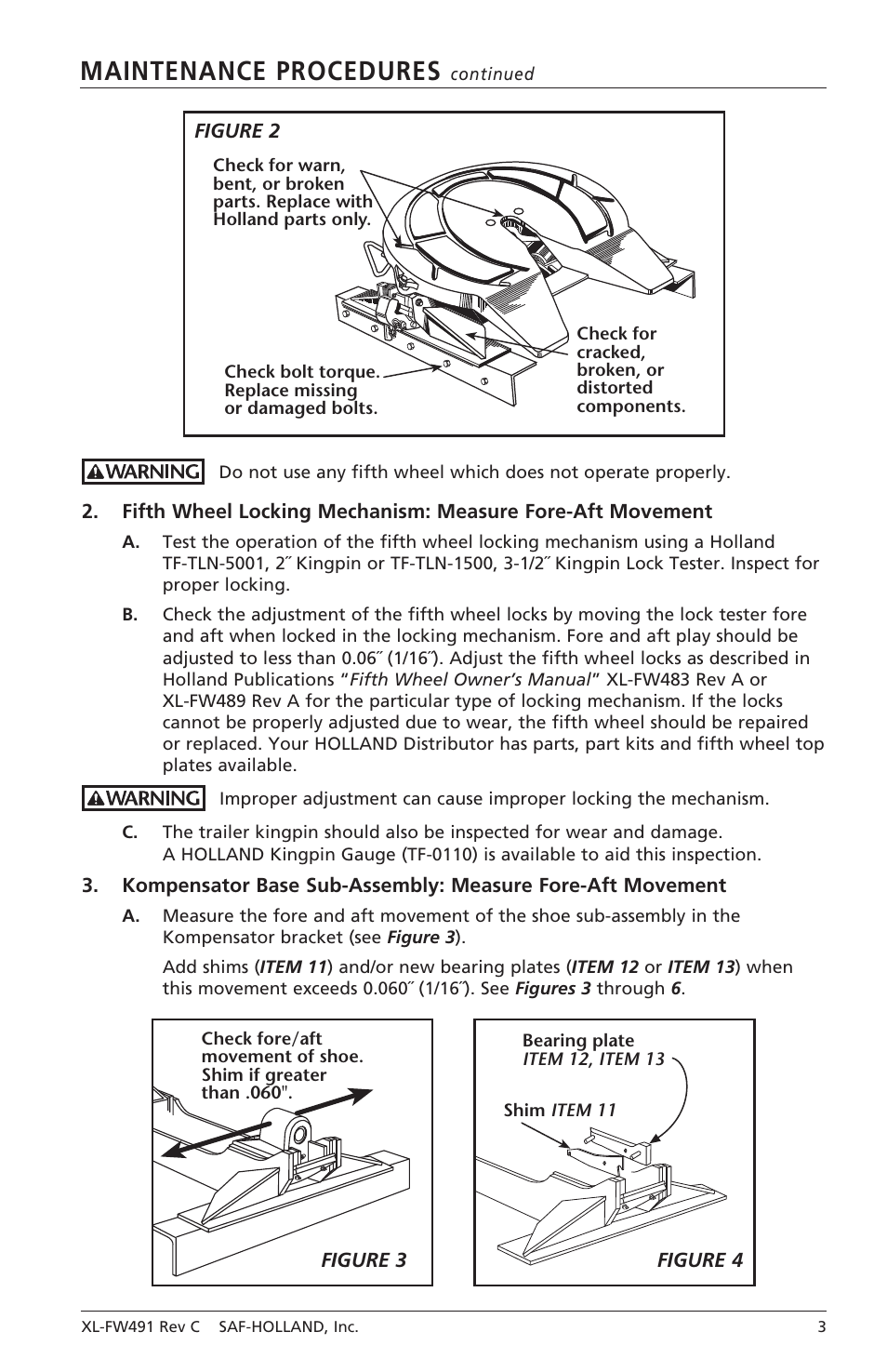 Maintenance procedures | SAF-HOLLAND XL-FW491 Sliding Kompensator for FW8-72XX Series User Manual | Page 3 / 12