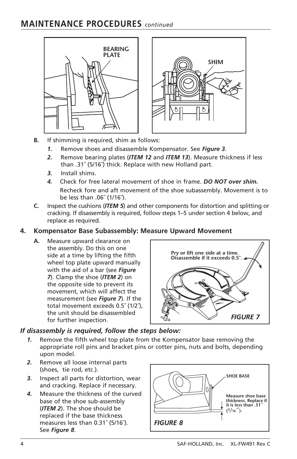 Maintenance procedures | SAF-HOLLAND XL-FW491 Sliding Kompensator for FW8-72XX Series User Manual | Page 4 / 12
