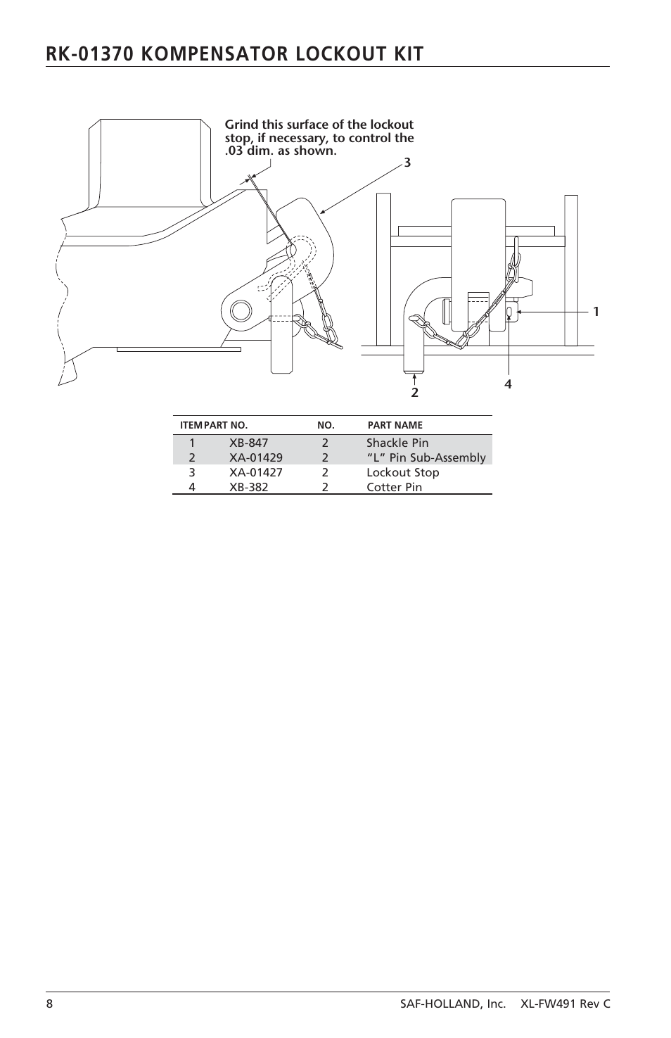 SAF-HOLLAND XL-FW491 Sliding Kompensator for FW8-72XX Series User Manual | Page 8 / 12