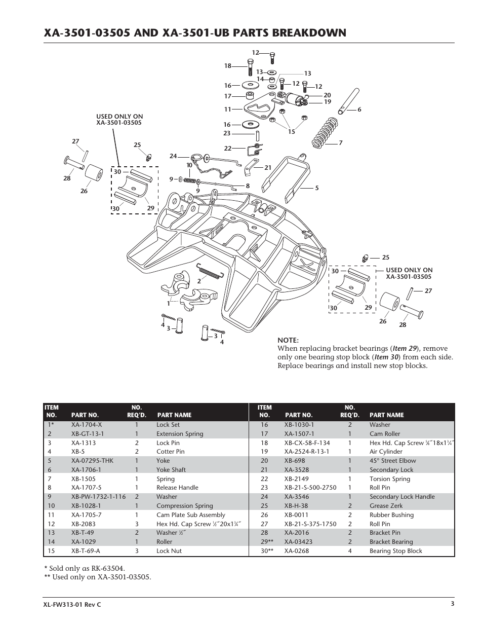 SAF-HOLLAND XL-FW313-01 XA-3501-03505 Series Yard Spotter Fifth Wheel Top Plates User Manual | Page 3 / 4