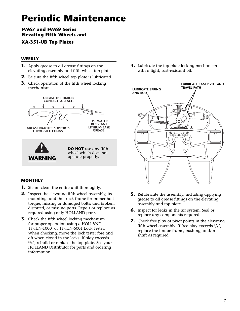 SAF-HOLLAND XL-FW152-03 FW67 Series Air Lift Fifth wheel User Manual | Page 7 / 8